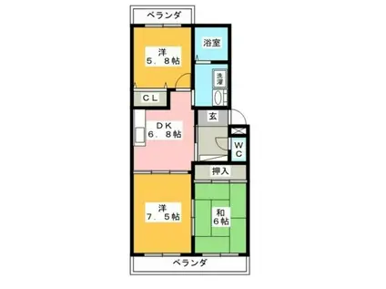 グラシア(3DK/3階)の間取り写真