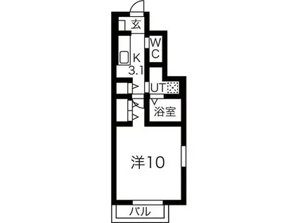 リュネール(1K/1階)の間取り写真