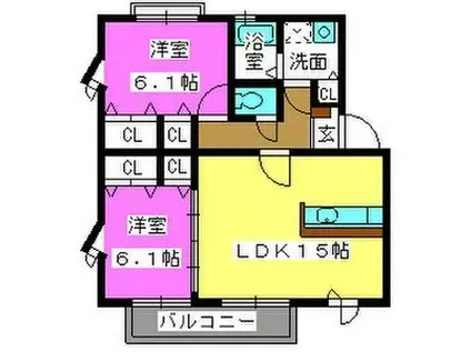 アバンティ田島1(2LDK/2階)の間取り写真