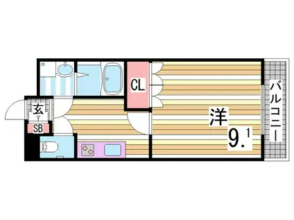 コンフォール白水(1K/2階)の間取り写真