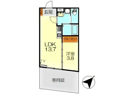 M・テラス広古新開(1LDK/1階)の間取り写真