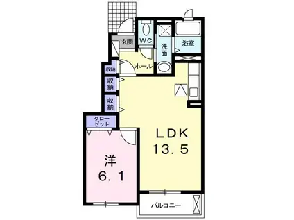 メゾンド ソレイユ ブラン(1LDK/1階)の間取り写真