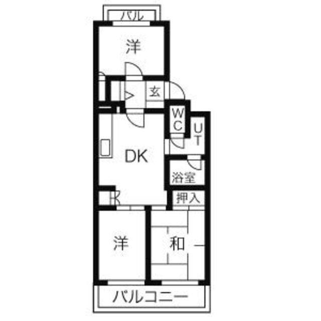 ダイアパレス白壁(3DK/2階)の間取り写真