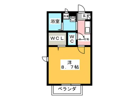 エルフィカーサ(1K/1階)の間取り写真