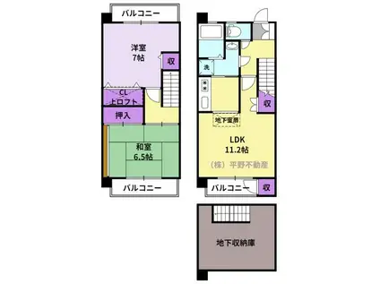 サンモール(2LDK/1階)の間取り写真
