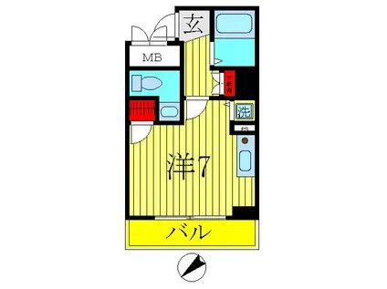 ヴランドール柏中央(ワンルーム/3階)の間取り写真