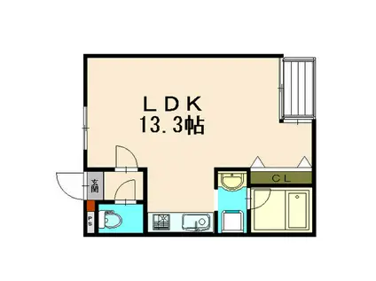 パステルサンライズ(ワンルーム/1階)の間取り写真