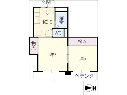 コスモポリス(2K/4階)の間取り写真