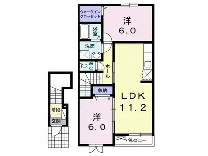 コモタウンB(2LDK/2階)の間取り写真