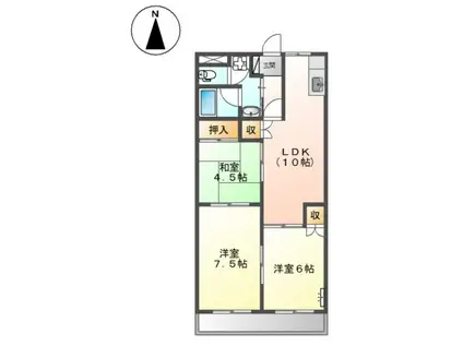 サンシャイン福野(3LDK/1階)の間取り写真