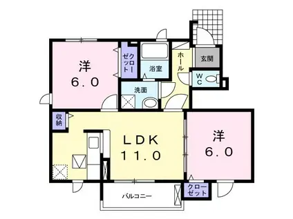 グラース アルモニ-(2LDK/1階)の間取り写真