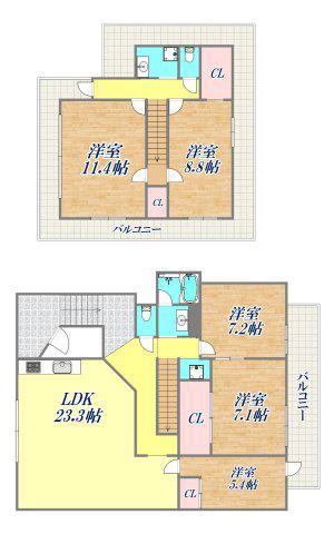 リアライズ甲南山手(5LDK/5階)の間取り写真
