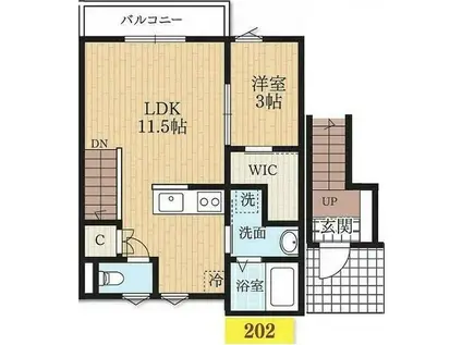 原町田レジデンシャルI(1LDK/2階)の間取り写真