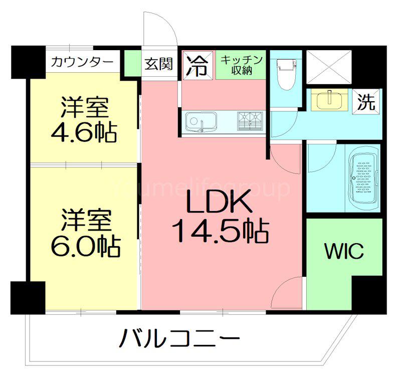 GRANDREVE茅ヶ崎幸町(2LDK/5階)の間取り写真