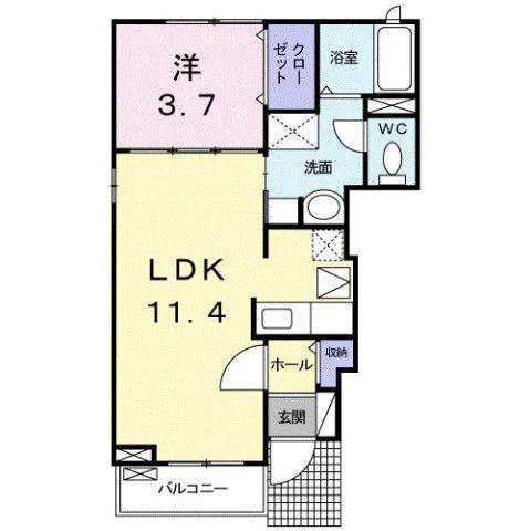 プリーズプレイスB(1LDK/1階)の間取り写真