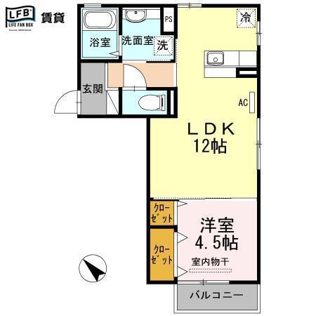 ソレイユ・ガーデン(1LDK/1階)の間取り写真