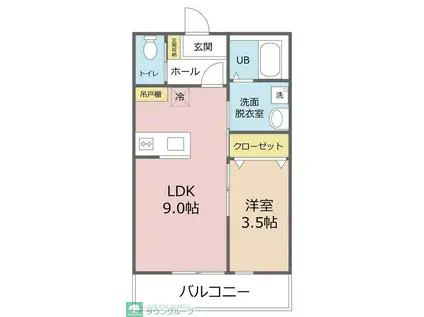 パームコテージ川越20番館(1LDK/1階)の間取り写真