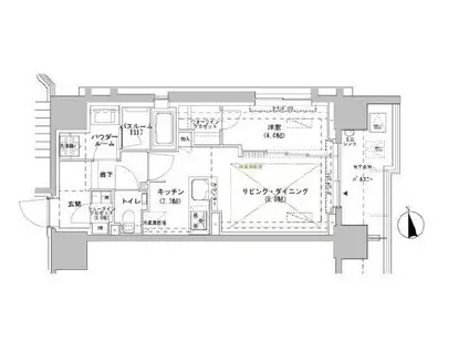パークスフィア牛込神楽坂(1LDK/8階)の間取り写真