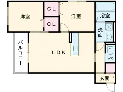 Kレジデンス御旅(2LDK/3階)の間取り写真