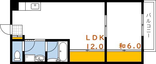 田渕ビル(1LDK/4階)の間取り写真