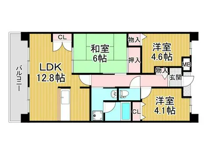 ハイムツァーンラート(3LDK/3階)の間取り写真