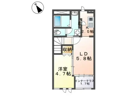 モルガンB(1LDK/2階)の間取り写真