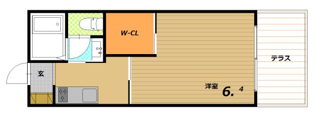 サーフサイドレジデンス須磨(1K/2階)の間取り写真