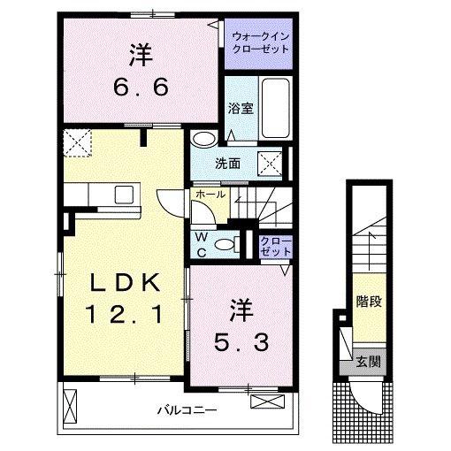 ミルアージュI(2LDK/2階)の間取り写真