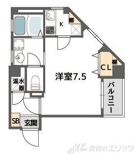 コンフォール南森町(1K/10階)の間取り写真
