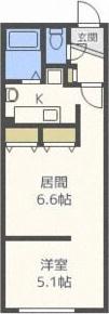 MODULOR中島公園2ND(1LDK/4階)の間取り写真