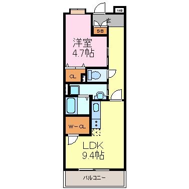キャッスル常滑(1LDK/4階)の間取り写真