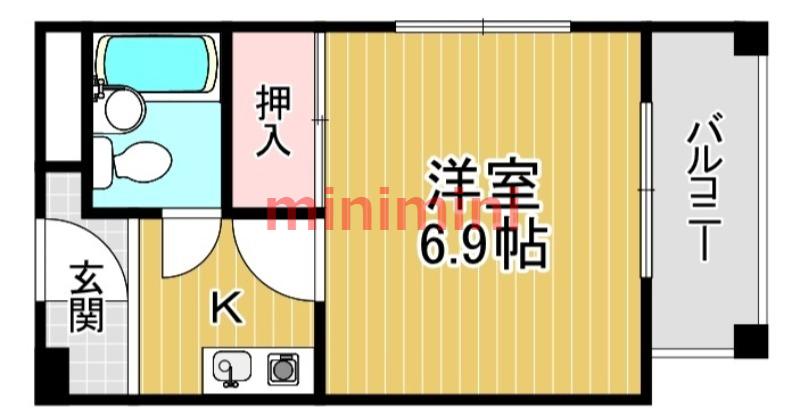 清和コーポ(1K/3階)の間取り写真