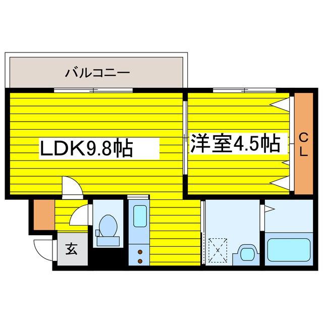 BALBONI N17(1LDK/2階)の間取り写真