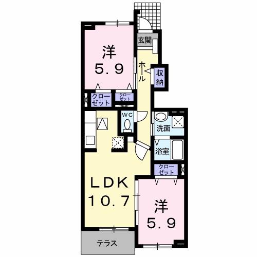 グレイスフル(2LDK/1階)の間取り写真