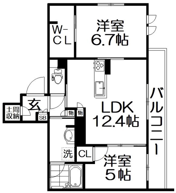 シャーメゾンIMPUL(2LDK/2階)の間取り写真