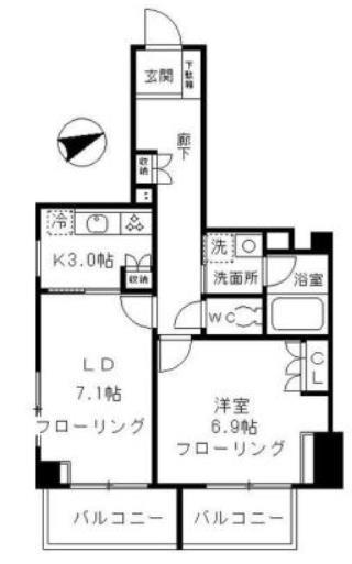 ファインクレスト上目黒(1LDK/3階)の間取り写真