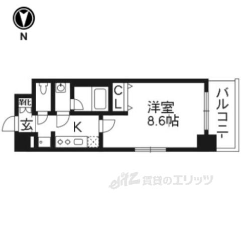 ベラジオ五条堀川Ⅱ(1K/7階)の間取り写真