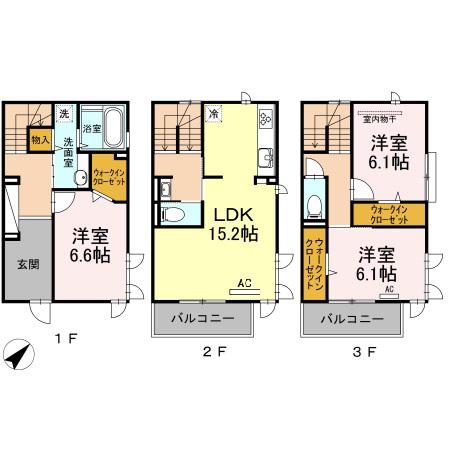 D-ROOM室見壱番館(3LDK/1階)の間取り写真