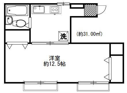 シャモット市ヶ谷(1K/2階)の間取り写真