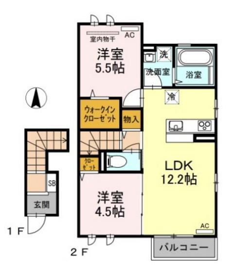 チェーロ セレーナA棟(2LDK/2階)の間取り写真