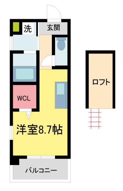 ラフィーネ伊丹V(ワンルーム/2階)の間取り写真