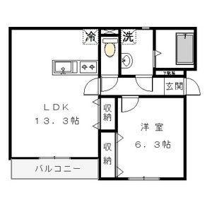 リベラルコート(1LDK/1階)の間取り写真
