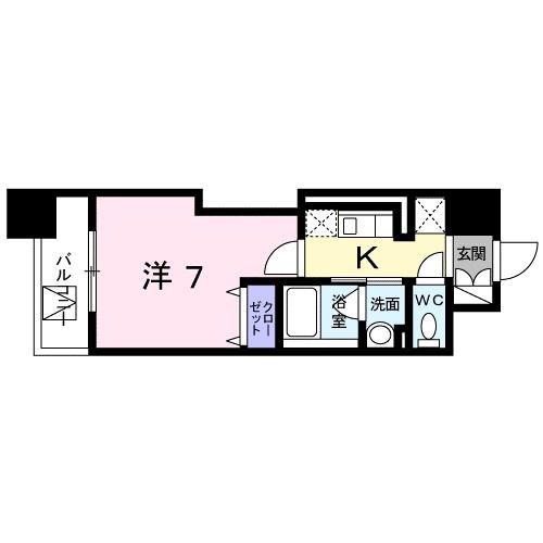 ジグゼ湘南平塚(1K/7階)の間取り写真