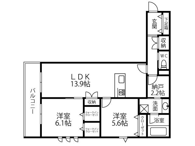 キルシュ ブリューテ 2(2LDK/4階)の間取り写真