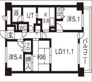 パークノヴァ北円山(3LDK/3階)の間取り写真