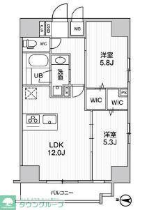 ROOTS KIKUKAWA(2LDK/11階)の間取り写真