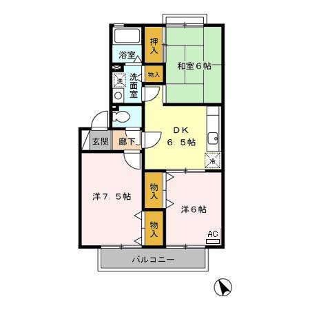 クレスト平山(3DK/2階)の間取り写真