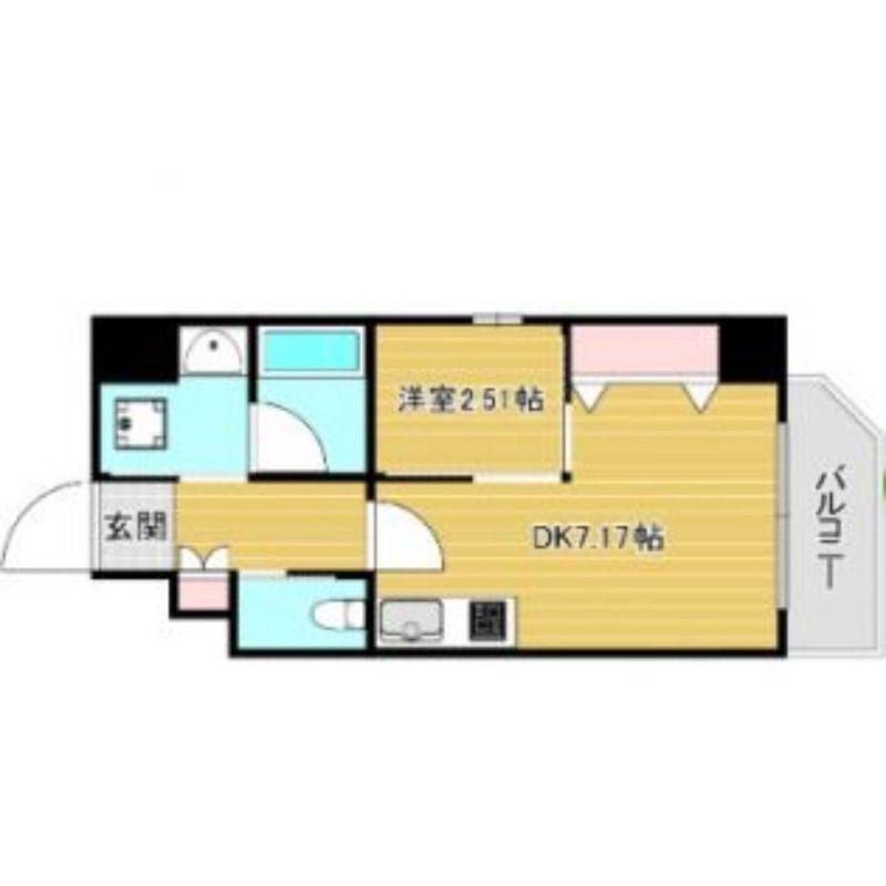シーズンフラッツ新町(1DK/5階)の間取り写真