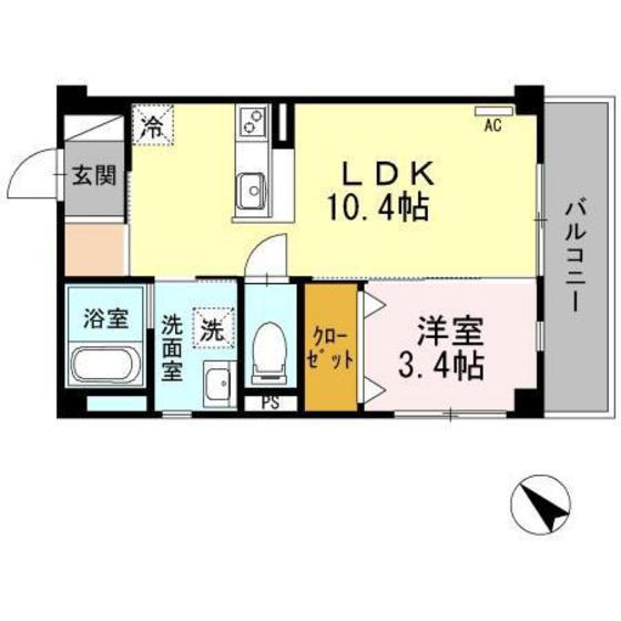 ラ・フォート己斐本町(1LDK/3階)の間取り写真