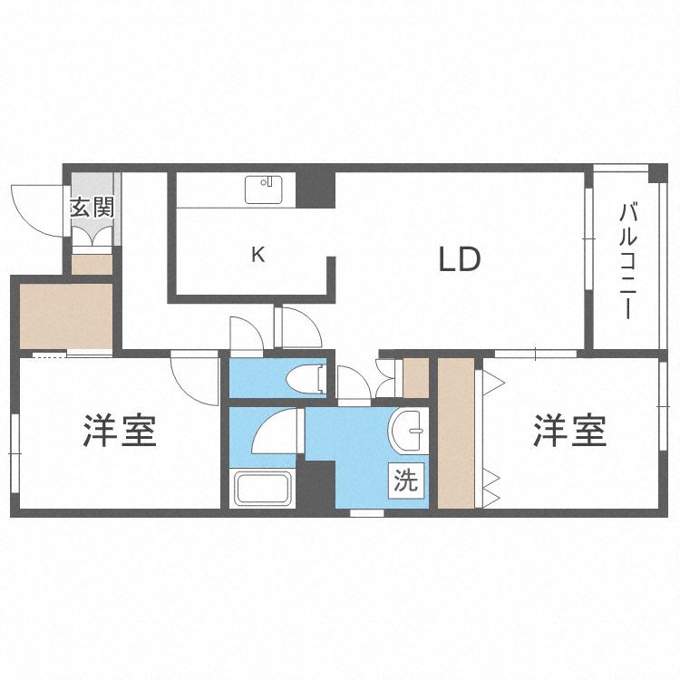 LAPEACE菊水(2LDK/1階)の間取り写真